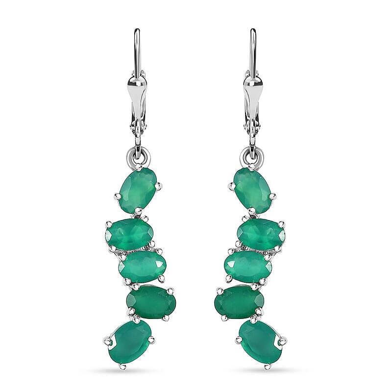Verde Onyx 4.30 ctw Cascade of Dew Earrings in Rhodium Over Sterling Silver