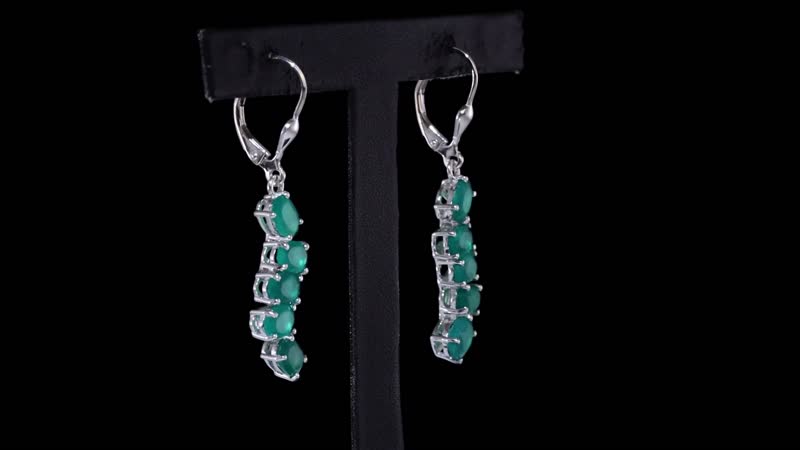 Verde Onyx 4.30 ctw Cascade of Dew Earrings in Rhodium Over Sterling Silver
