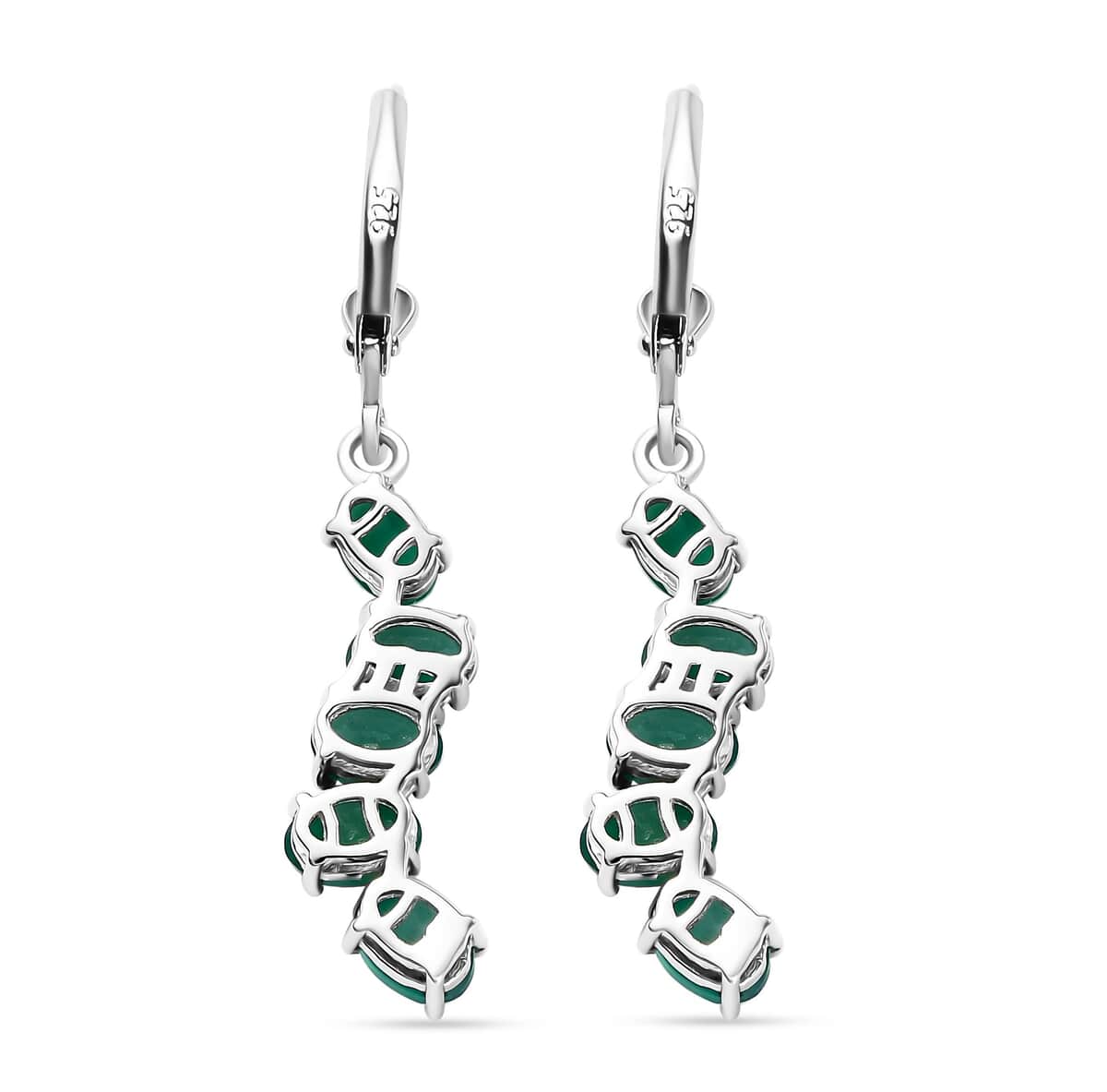 Verde Onyx 4.30 ctw Cascade of Dew Earrings in Rhodium Over Sterling Silver image number 3