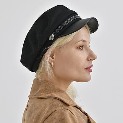 Black Felt Fiddler Cap - Circumference 22-23 Inches