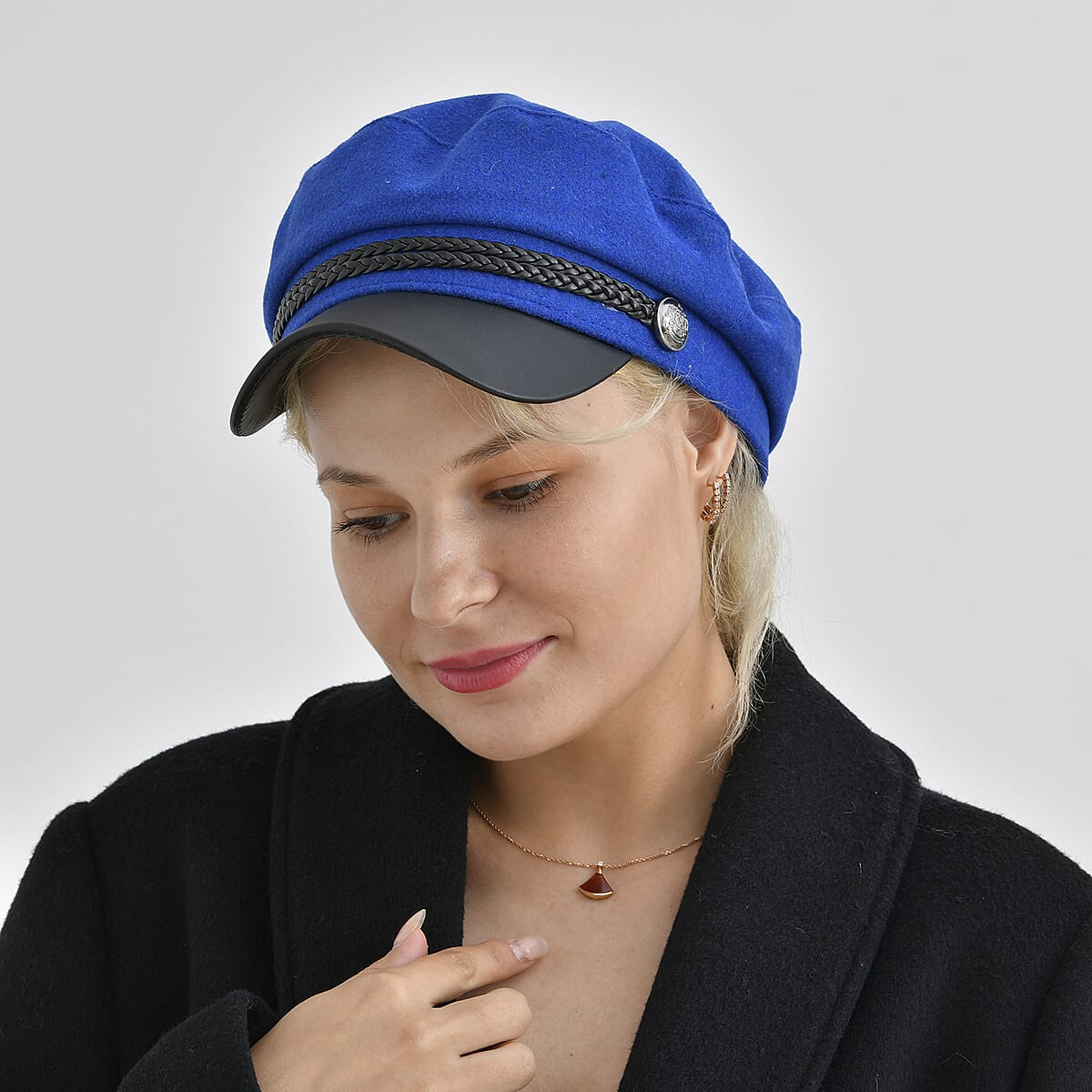 Blue Felt Fiddler Cap - Circumference 22-23 Inches image number 1