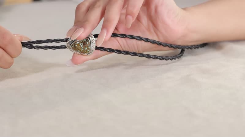 Artisan Crafted Blue Horizon Turquoise 12.00 ctw Bolo Tie Feather Necklace in Sterling Silver and Black Leather Cord 24 Inches