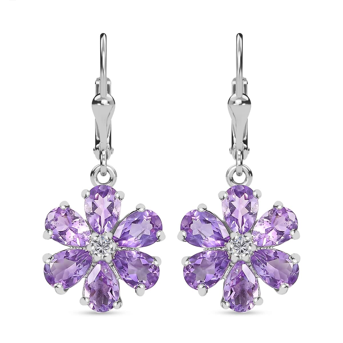 Moroccan Rose and Moissanite 4.65 ctw Flower Earrings in Rhodium Over Sterling Silver image number 0