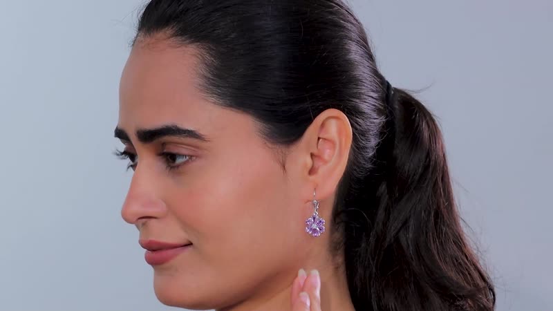 Moroccan Rose and Moissanite 4.65 ctw Flower Earrings in Rhodium Over Sterling Silver