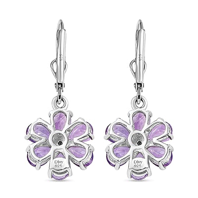 Moroccan Rose and Moissanite 4.65 ctw Flower Earrings in Rhodium Over Sterling Silver