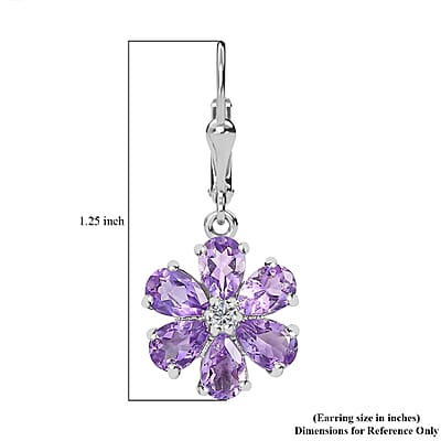 Moroccan Rose and Moissanite 4.65 ctw Flower Earrings in Rhodium Over Sterling Silver