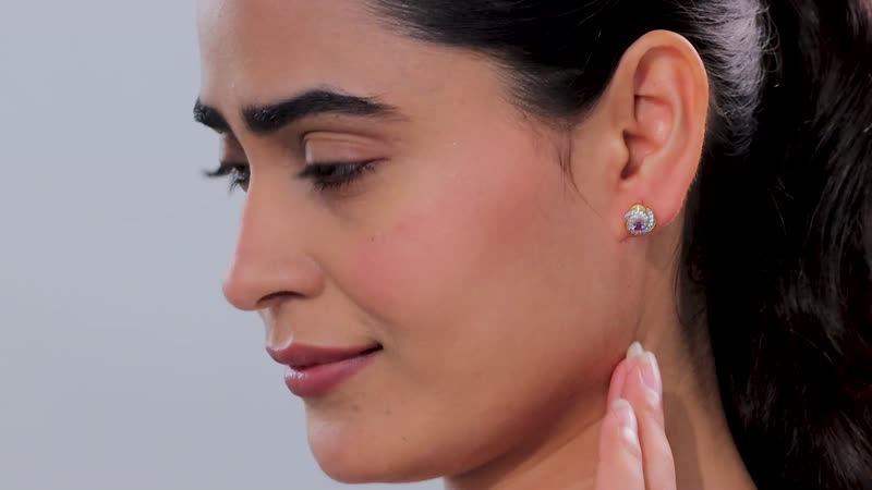 D'Joy Moroccan Rose and White Zircon 0.85 ctw Knot Stud Earrings in 18K Vermeil Yellow Gold Over Sterling Silver