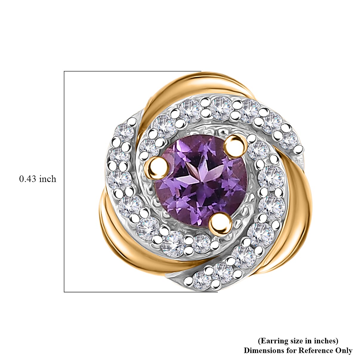 D'Joy Moroccan Rose and White Zircon 0.85 ctw Knot Stud Earrings in 18K Vermeil Yellow Gold Over Sterling Silver