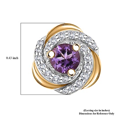D'Joy Moroccan Rose and White Zircon 0.85 ctw Knot Stud Earrings in 18K Vermeil Yellow Gold Over Sterling Silver