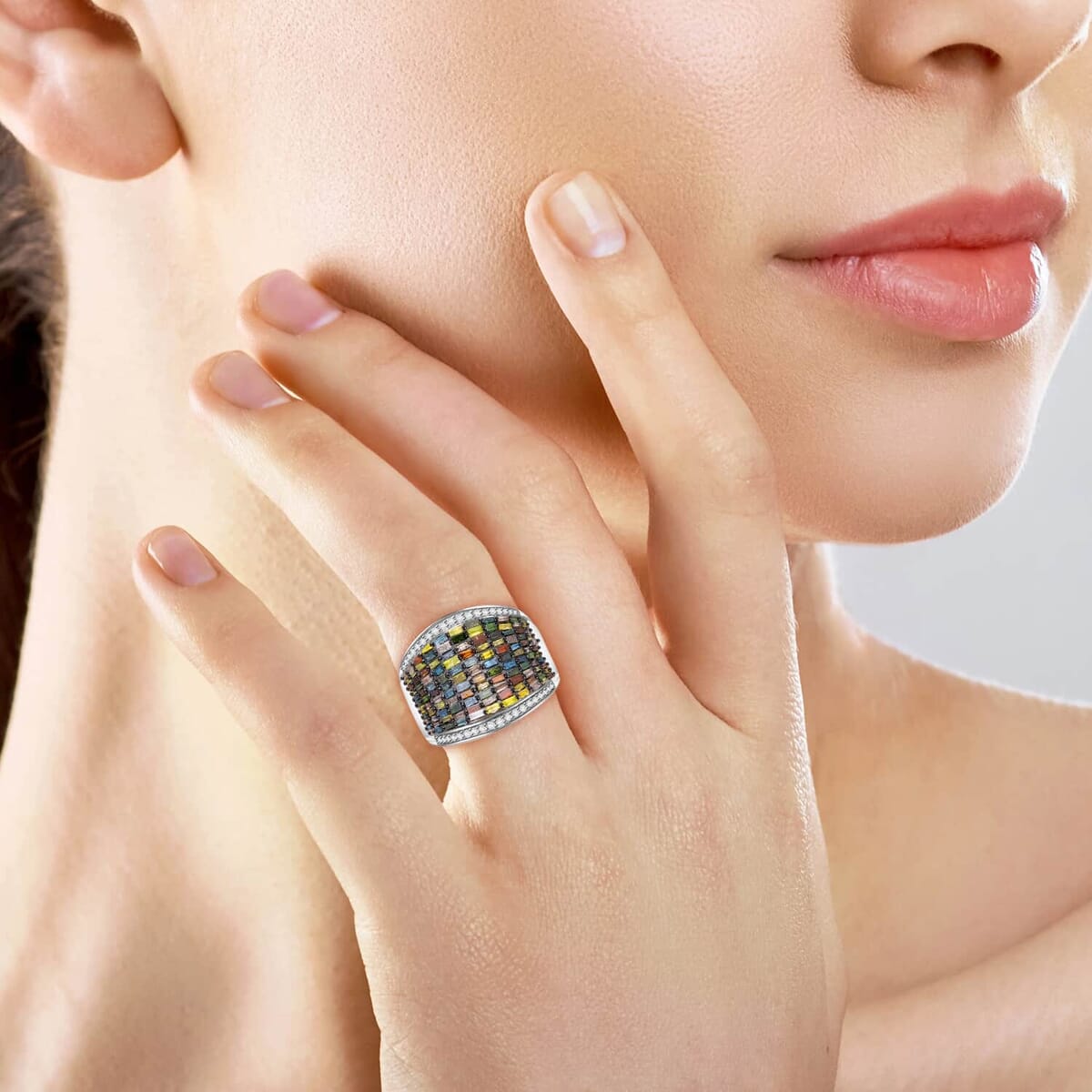 Multi Diamond 2.00 ctw Aurora Ring in Platinum Over Sterling Silver (Size 7.0) image number 1