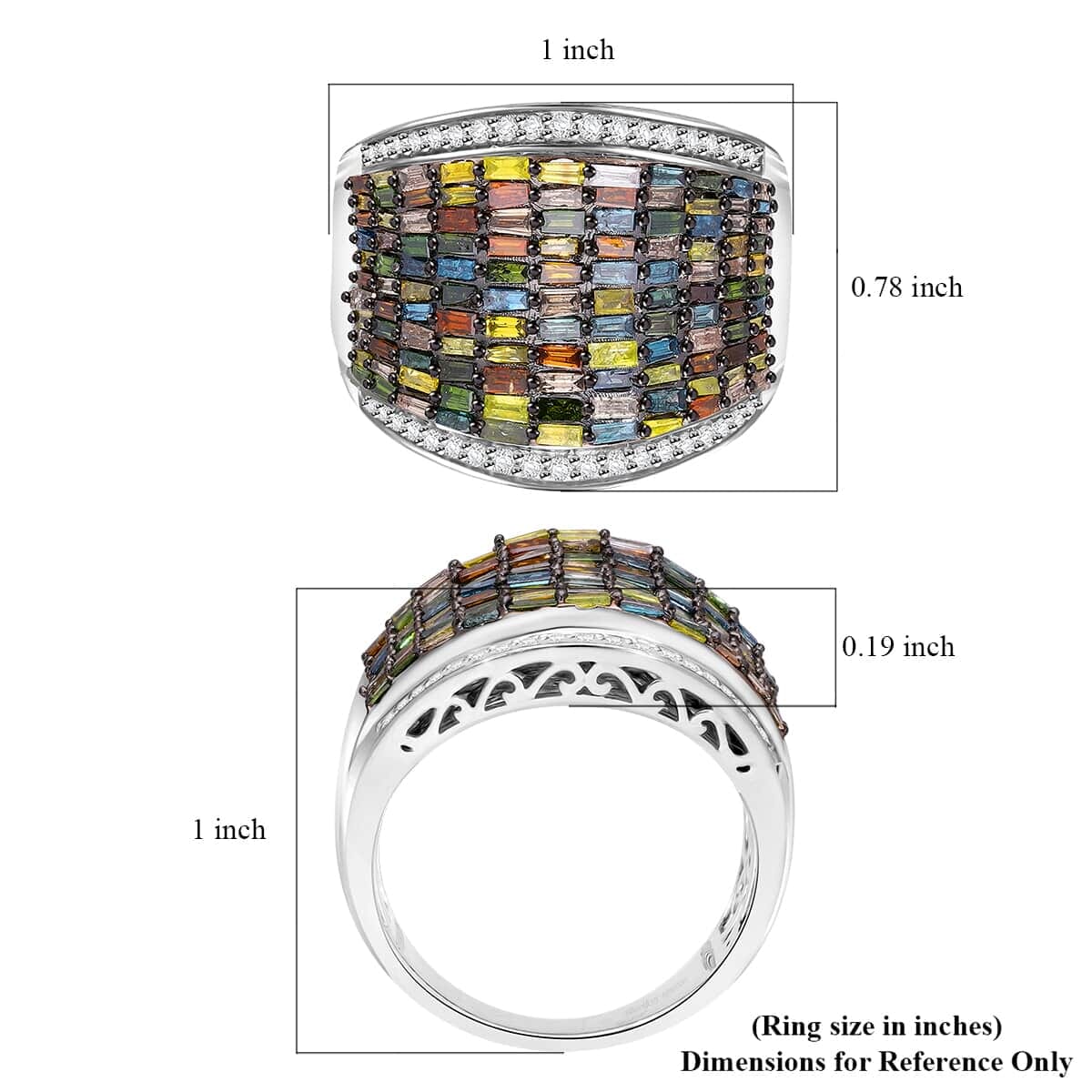 Multi Diamond 2.00 ctw Aurora Ring in Platinum Over Sterling Silver (Size 7.0) image number 4