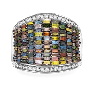 Multi Diamond 2.00 ctw Aurora Ring in Platinum Over Sterling Silver (Size 8.0)
