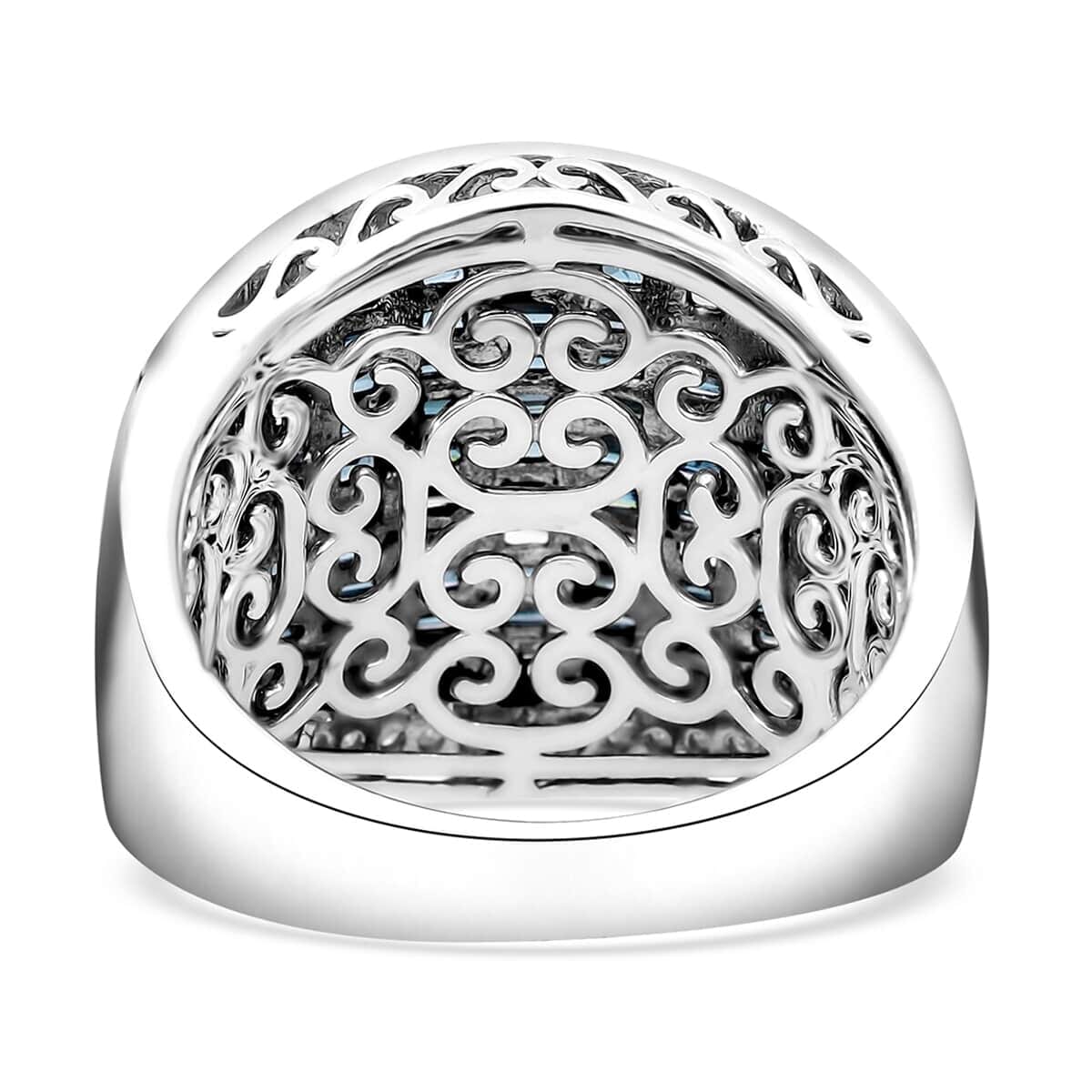 Blue and White Diamond 2.00 ctw Aurora Ring in Platinum Over Sterling Silver (Size 7.0) image number 3