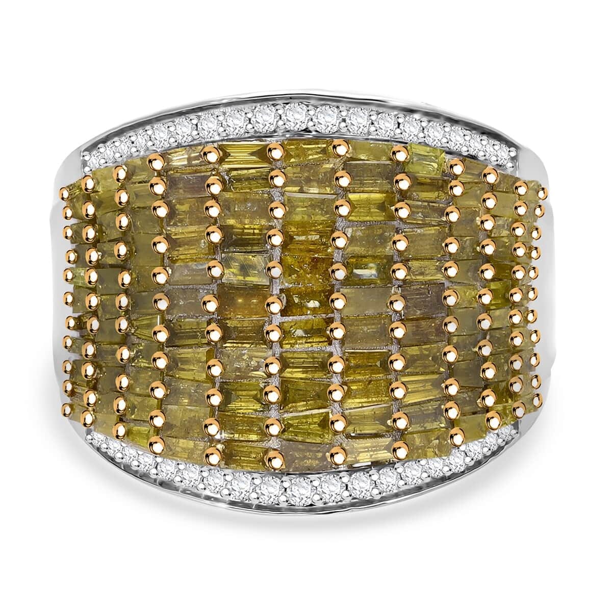 Yellow and White Diamond 2.00 ctw Aurora Ring in Platinum Over Sterling Silver (Size 6.0) image number 0