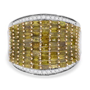 Yellow and White Diamond 2.00 ctw Aurora Ring in Platinum Over Sterling Silver (Size 6.0)