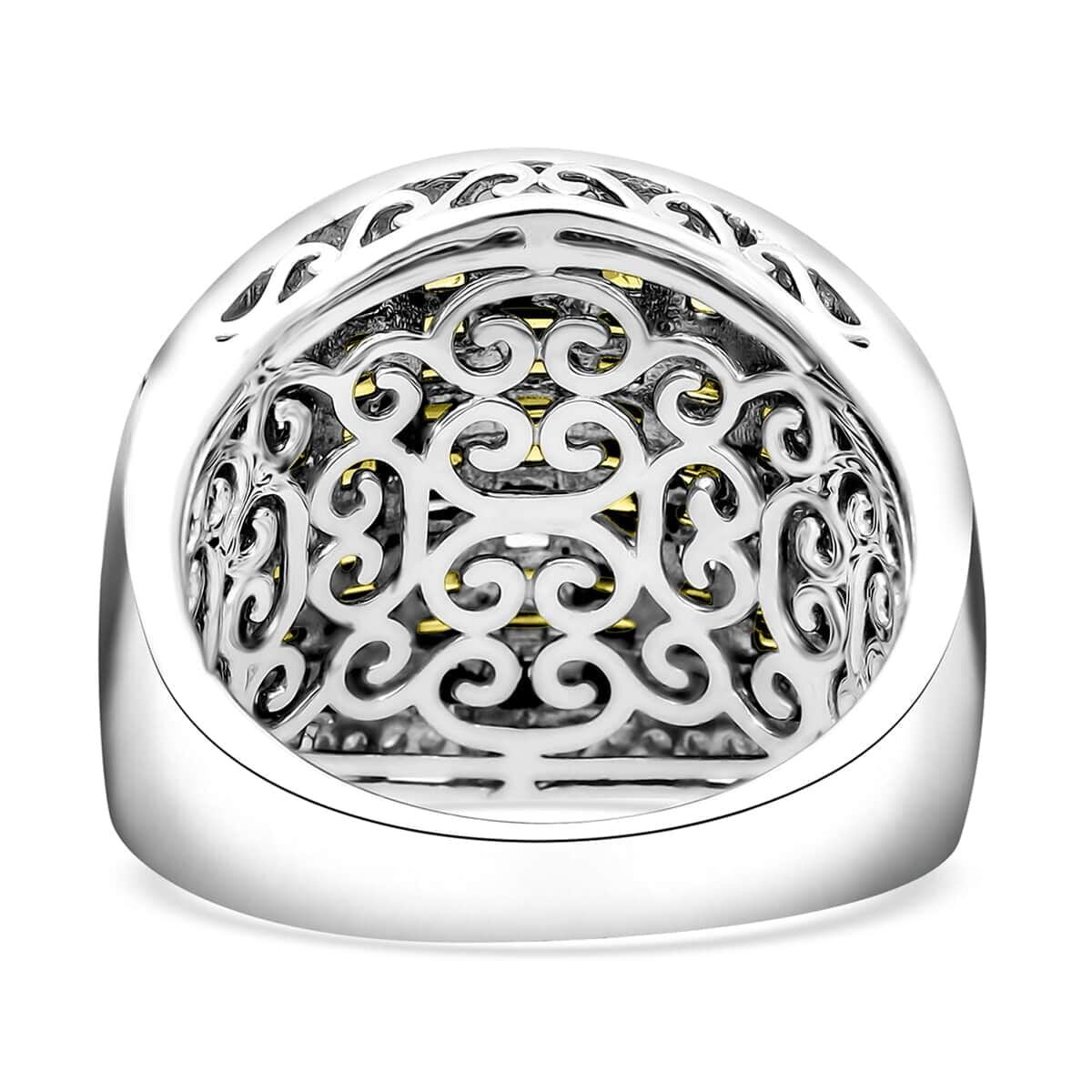 Yellow and White Diamond 2.00 ctw Aurora Ring in Platinum Over Sterling Silver (Size 6.0) image number 3