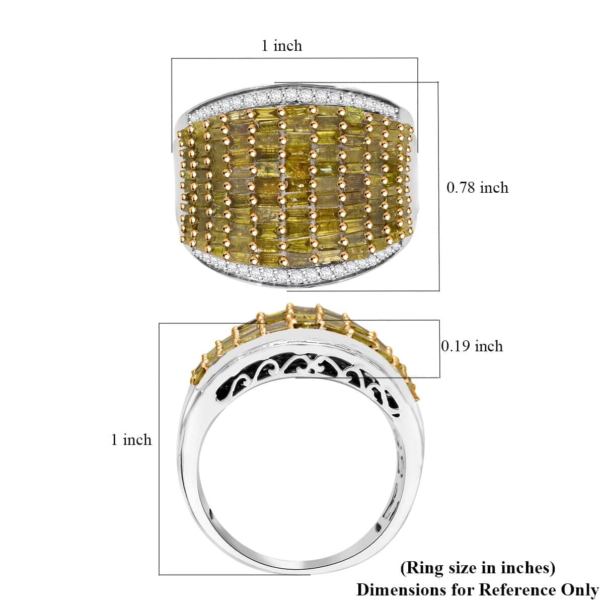 Yellow and White Diamond 2.00 ctw Aurora Ring in Platinum Over Sterling Silver (Size 6.0) image number 4