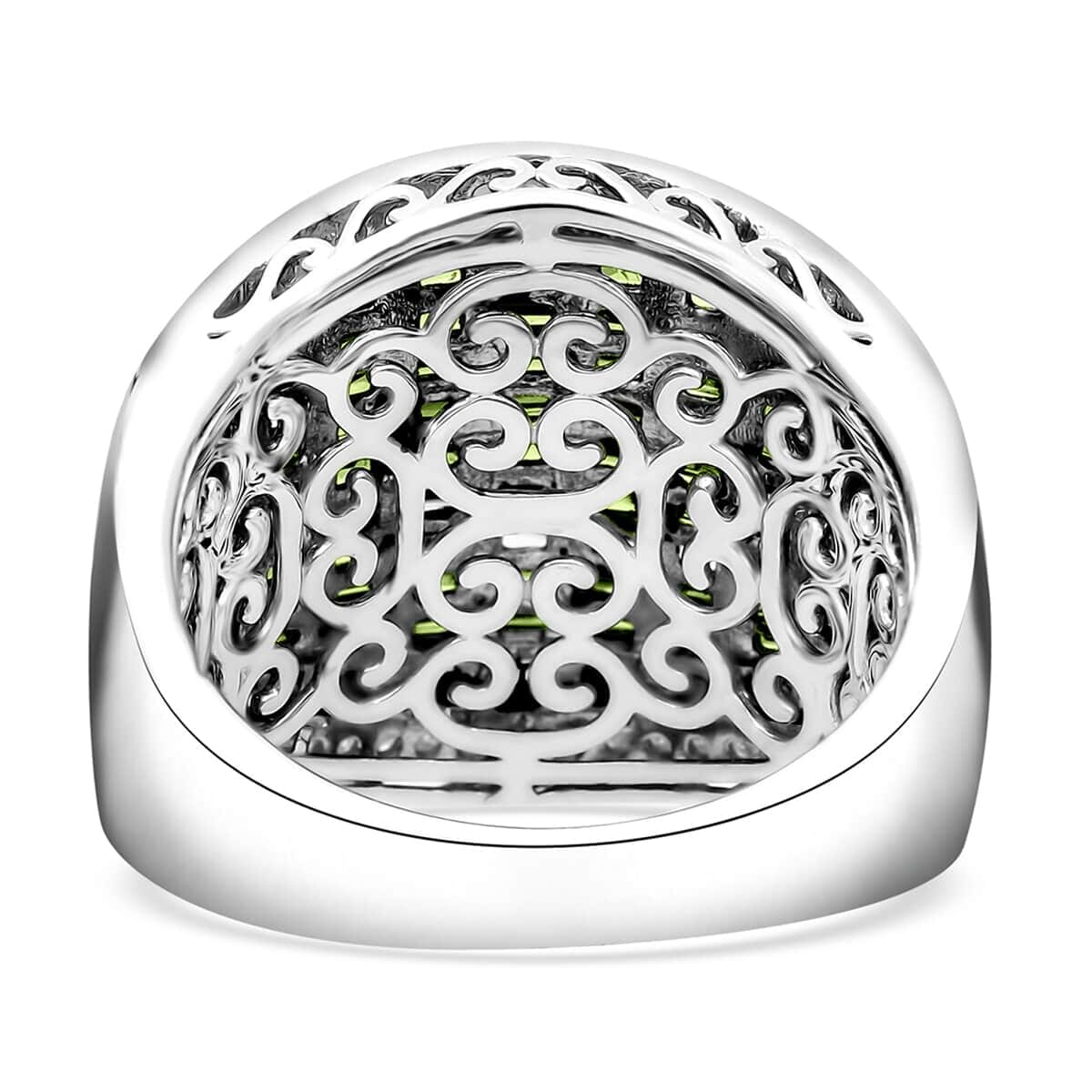 Green and White Diamond 2.00 ctw Aurora Ring in Platinum Over Sterling Silver (Size 6.0) image number 3