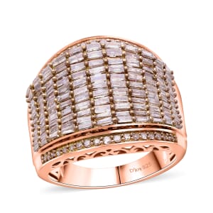 Natural Champagne and White Diamond 2.00 ctw Aurora Ring in Vermeil Rose Gold Over Sterling Silver (Size 9.0)
