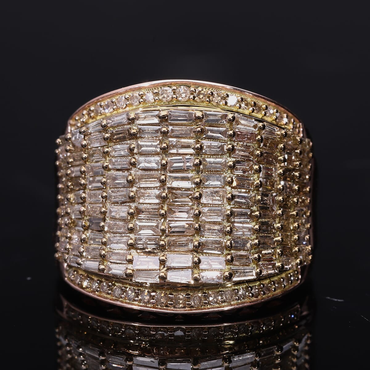 Natural Champagne and White Diamond 2.00 ctw Aurora Ring in Vermeil Rose Gold Over Sterling Silver (Size 9.0) image number 1