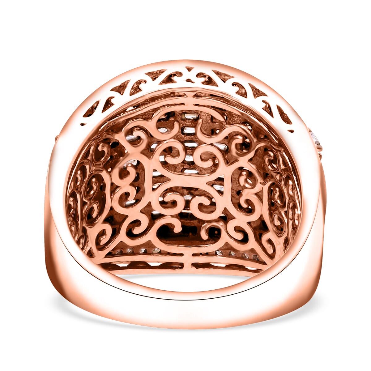 Natural Champagne and White Diamond 2.00 ctw Aurora Ring in Vermeil Rose Gold Over Sterling Silver (Size 9.0) image number 2