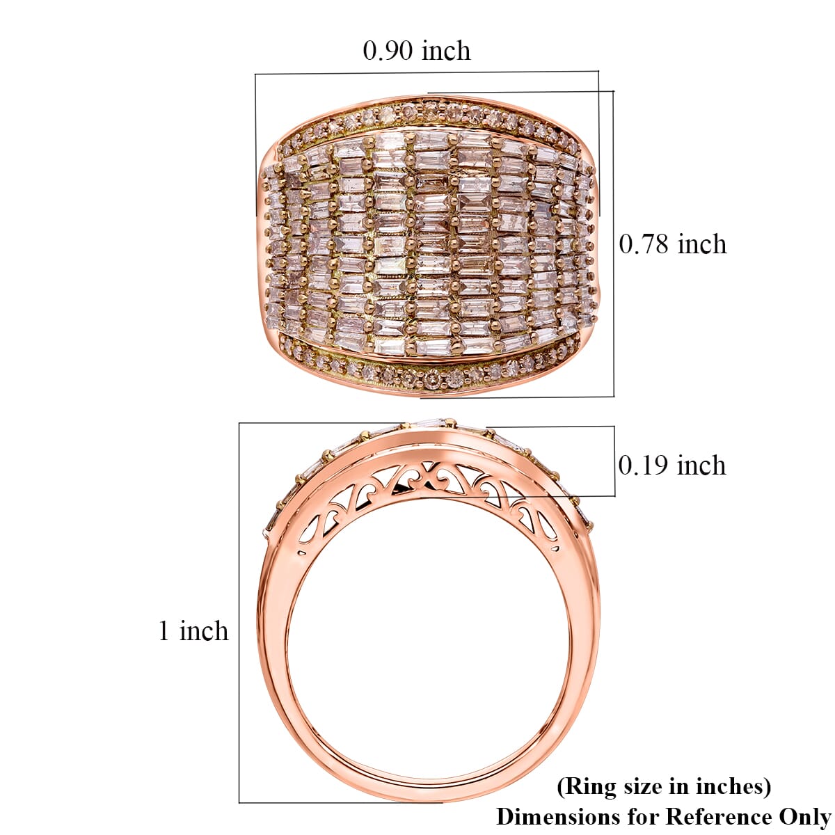 Natural Champagne and White Diamond 2.00 ctw Aurora Ring in Vermeil Rose Gold Over Sterling Silver (Size 9.0) image number 4