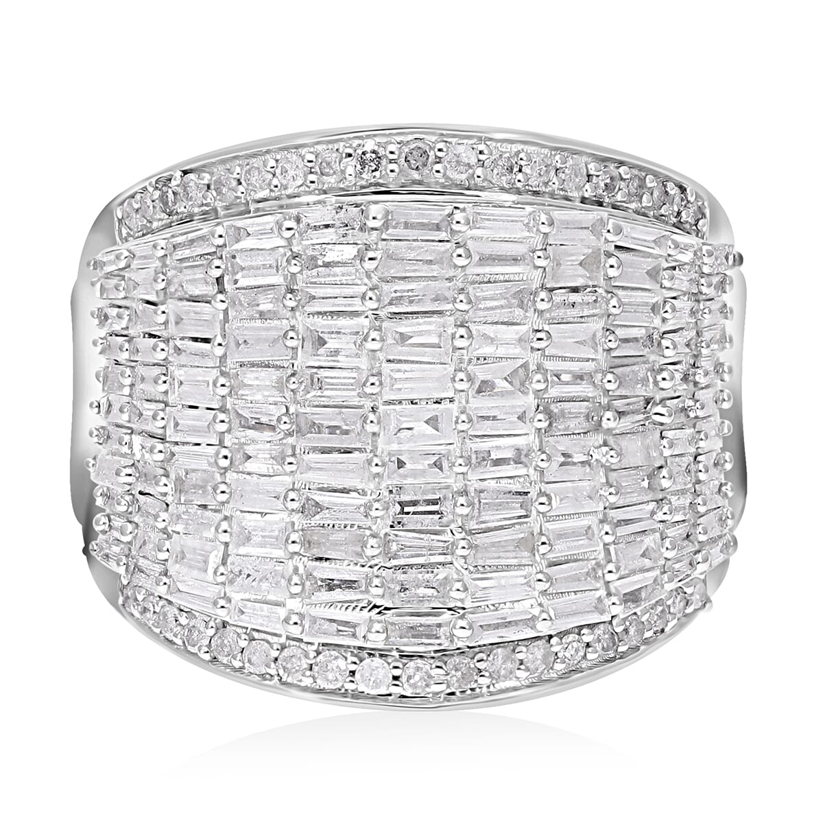 White Diamond 2.00 ctw Aurora Ring in Platinum Over Sterling Silver (Size 9.0) image number 0