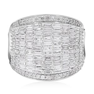 White Diamond 2.00 ctw Aurora Ring in Platinum Over Sterling Silver (Size 9.0)