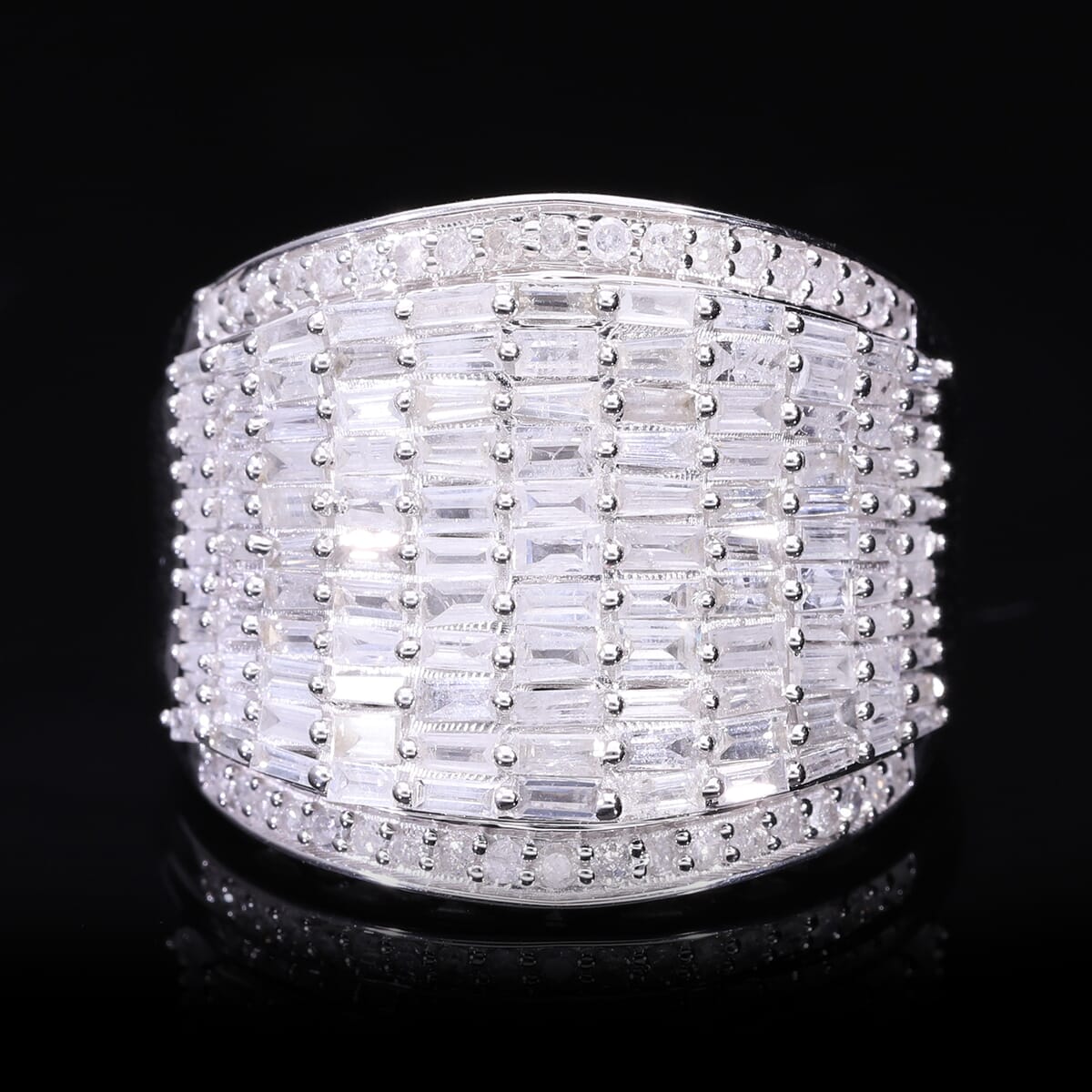 White Diamond 2.00 ctw Aurora Ring in Platinum Over Sterling Silver (Size 9.0) image number 1
