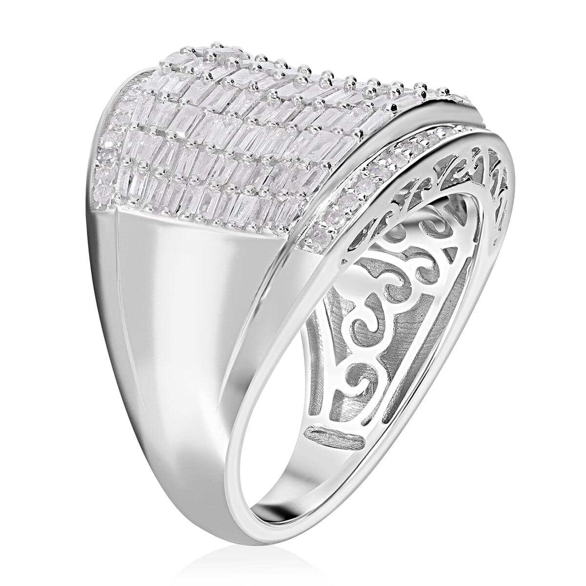 White Diamond 2.00 ctw Aurora Ring in Platinum Over Sterling Silver (Size 9.0) image number 3