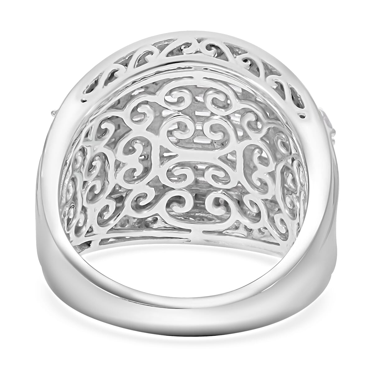 White Diamond 2.00 ctw Aurora Ring in Platinum Over Sterling Silver (Size 9.0) image number 4