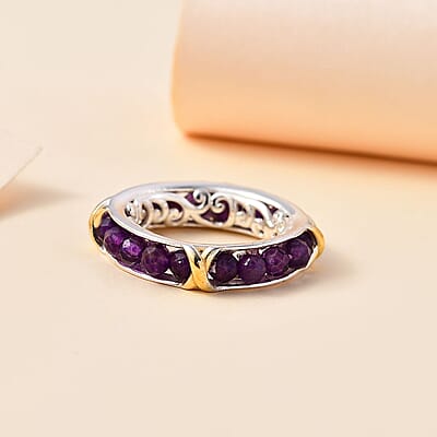 Karis African Amethyst 4.80 ctw XOXO Band Ring in 18K YG Plated and Platinum Bond (Size 10.0)