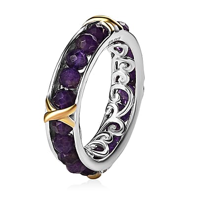 Karis African Amethyst 4.80 ctw XOXO Band Ring in 18K YG Plated and Platinum Bond (Size 10.0)