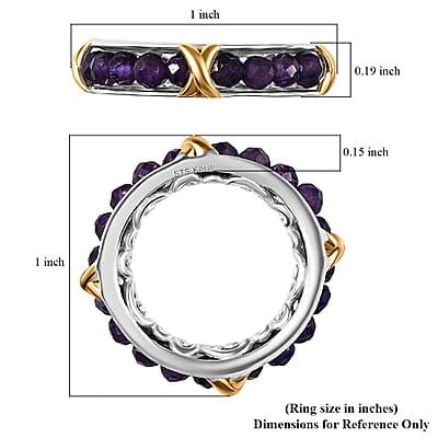Karis African Amethyst 4.80 ctw XOXO Band Ring in 18K YG Plated and Platinum Bond (Size 10.0)