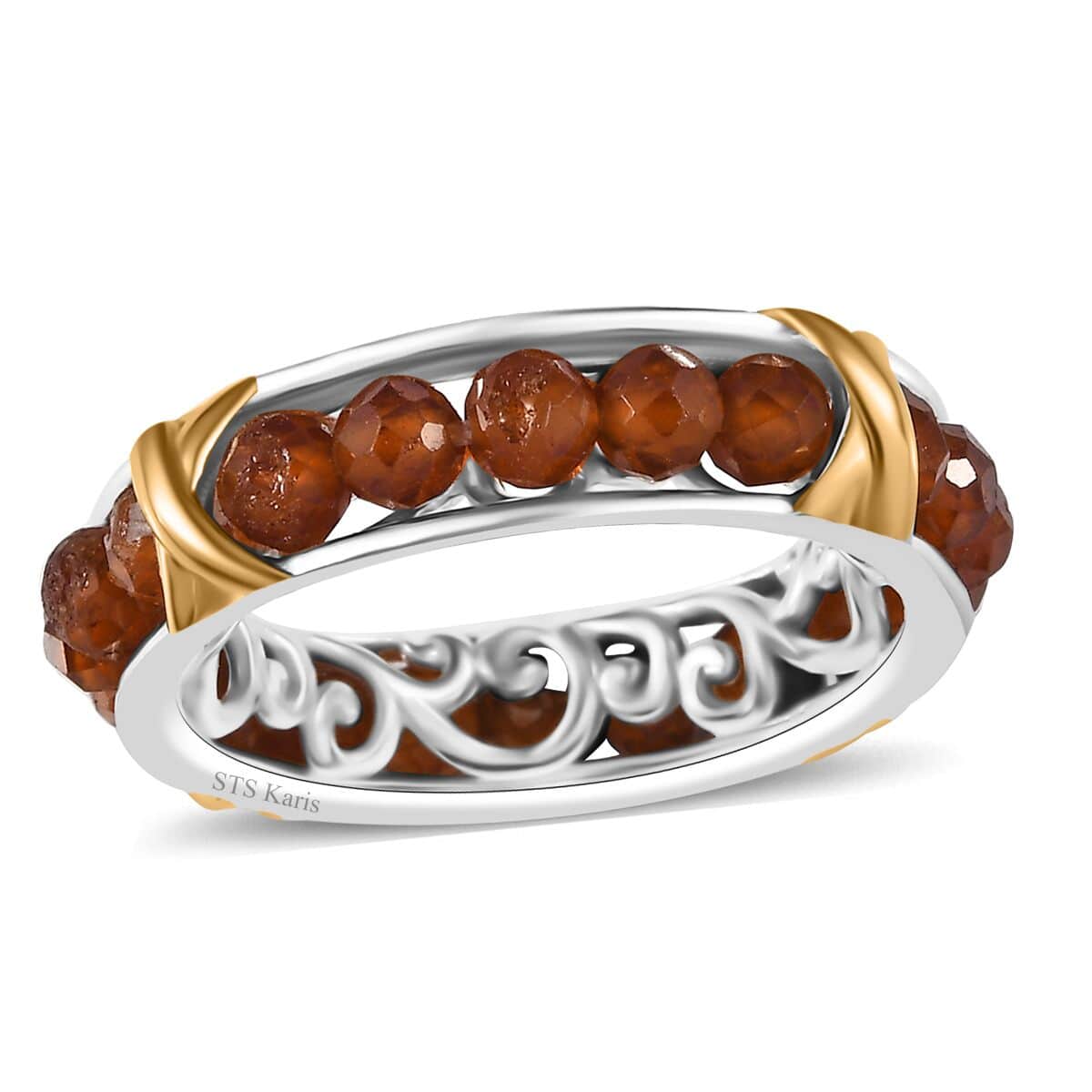 Karis Ratnapura Hessonite Garnet 4.50 ctw XOXO Band Ring in 18K YG Plated and Platinum Bond (Size 11.0) image number 0