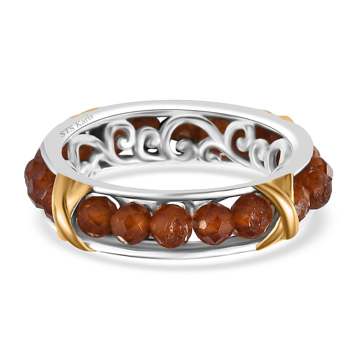 Karis Ratnapura Hessonite Garnet 4.50 ctw XOXO Band Ring in 18K YG Plated and Platinum Bond (Size 11.0) image number 4