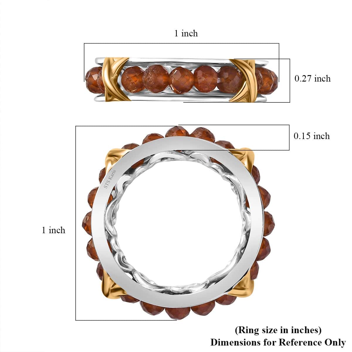 Karis Ratnapura Hessonite Garnet 4.50 ctw XOXO Band Ring in 18K YG Plated and Platinum Bond (Size 11.0) image number 5