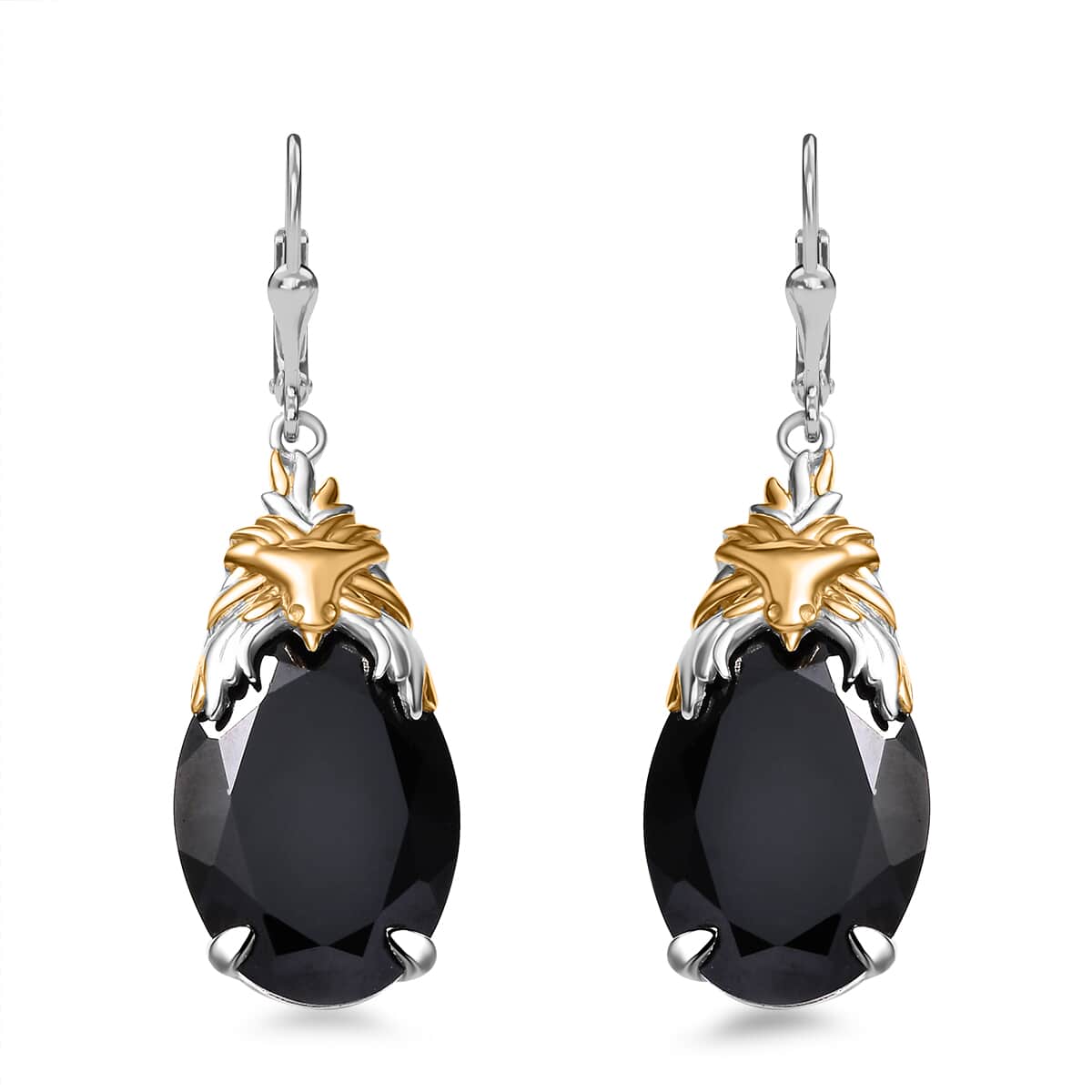 Epic Deal Thai Black Spinel Phoenix Earrings in 18K Vermeil YG and Rhodium Over Sterling Silver 35.20 ctw image number 0