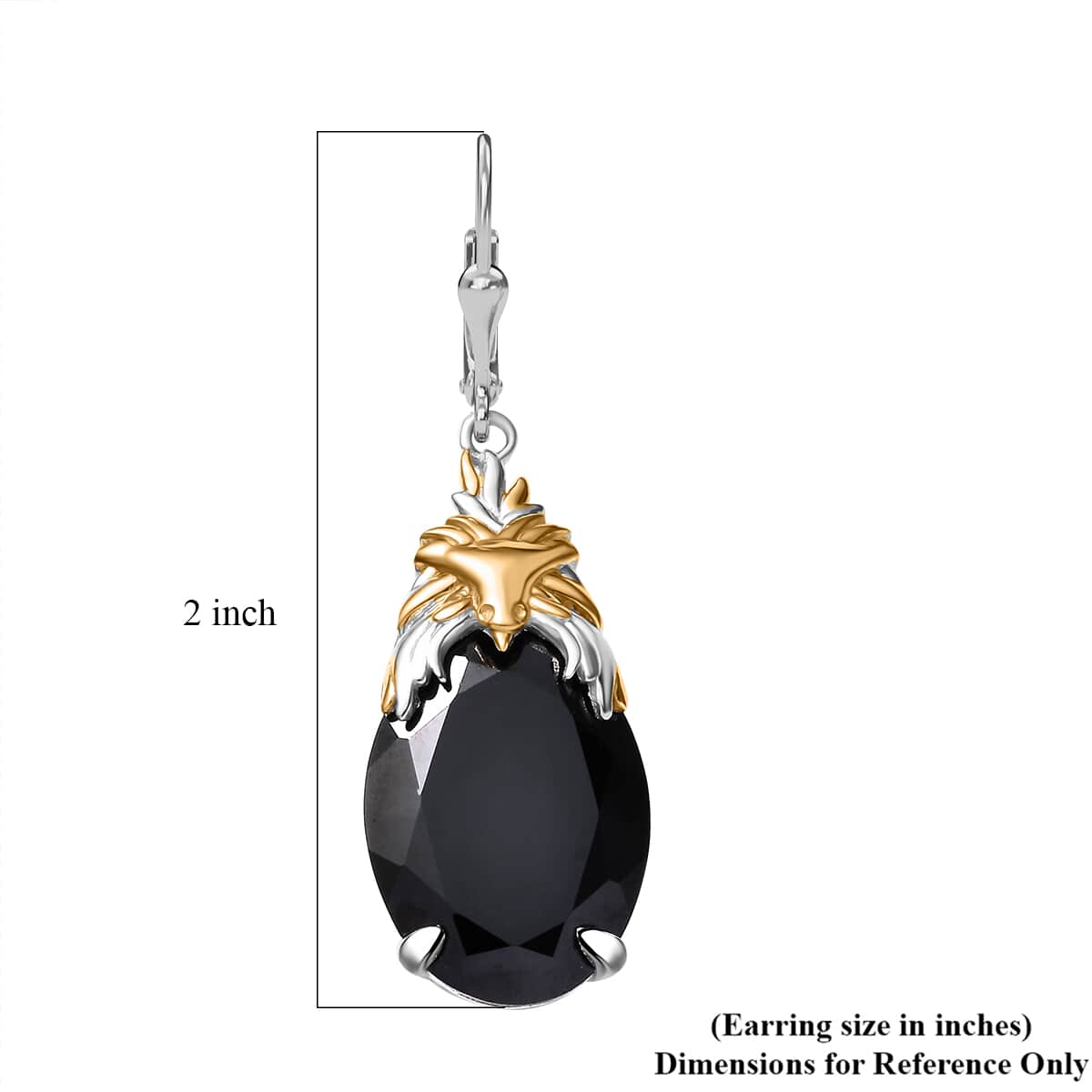 Epic Deal Thai Black Spinel Phoenix Earrings in 18K Vermeil YG and Rhodium Over Sterling Silver 35.20 ctw image number 5