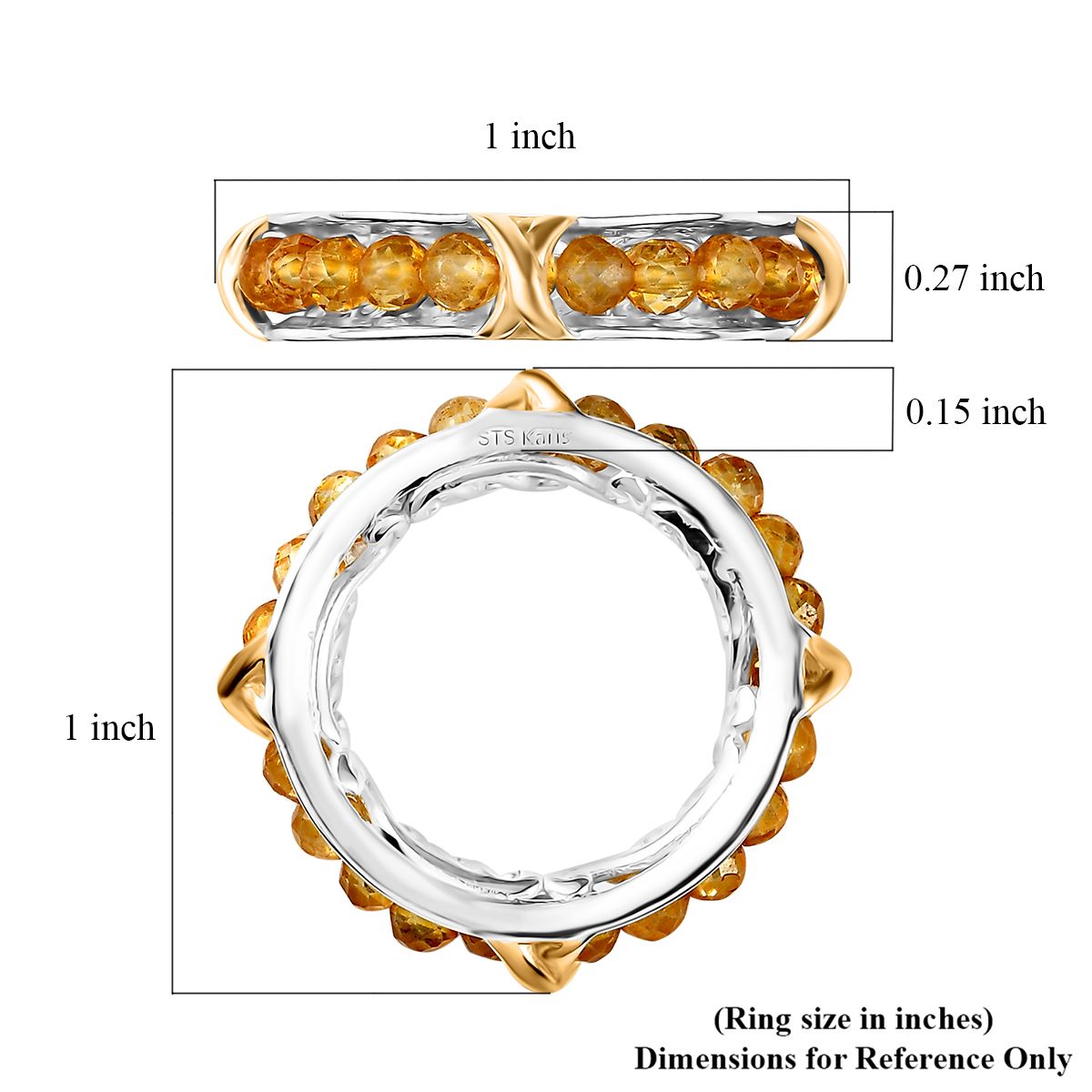 Karis Brazilian Citrine 4.25 ctw XOXO Band Ring in 18K YG Plated and Platinum Bond (Size 5.0)