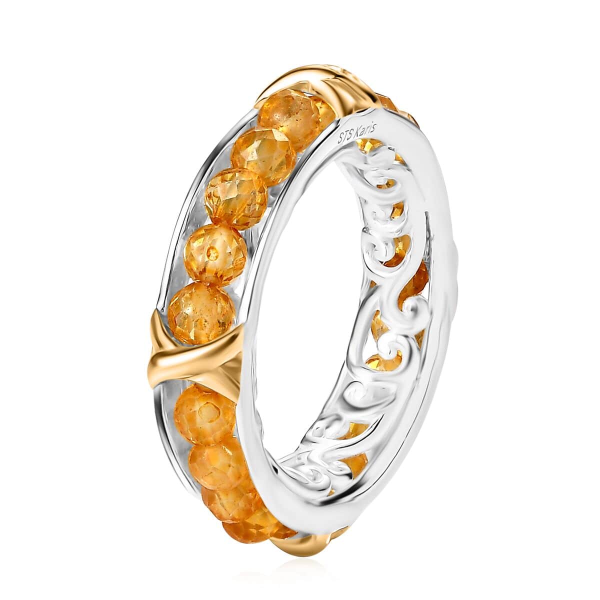 Karis Brazilian Citrine 4.25 ctw XOXO Band Ring in 18K YG Plated and Platinum Bond (Size 6.0) image number 3