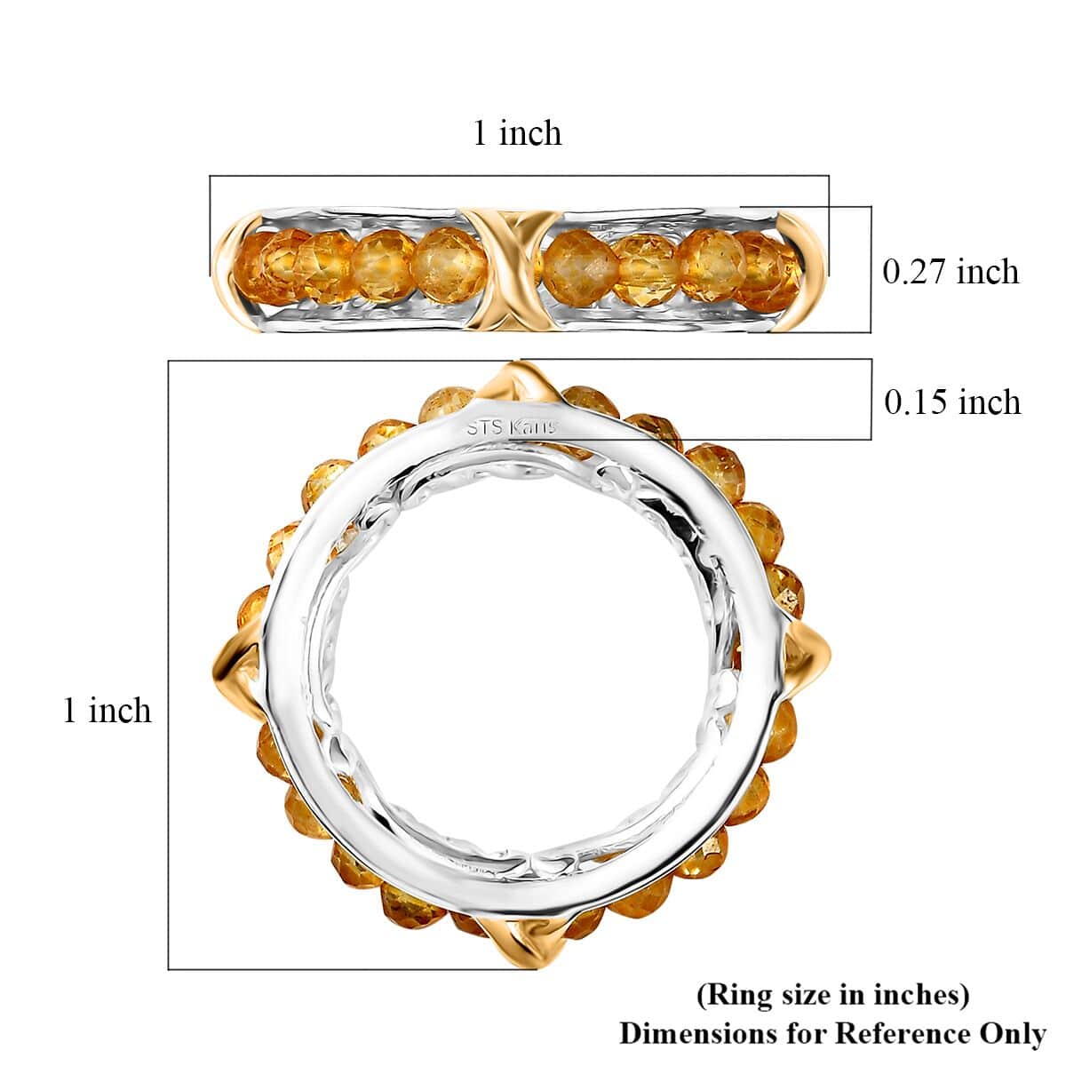 Karis Brazilian Citrine 4.25 ctw XOXO Band Ring in 18K YG Plated and Platinum Bond (Size 6.0) image number 5