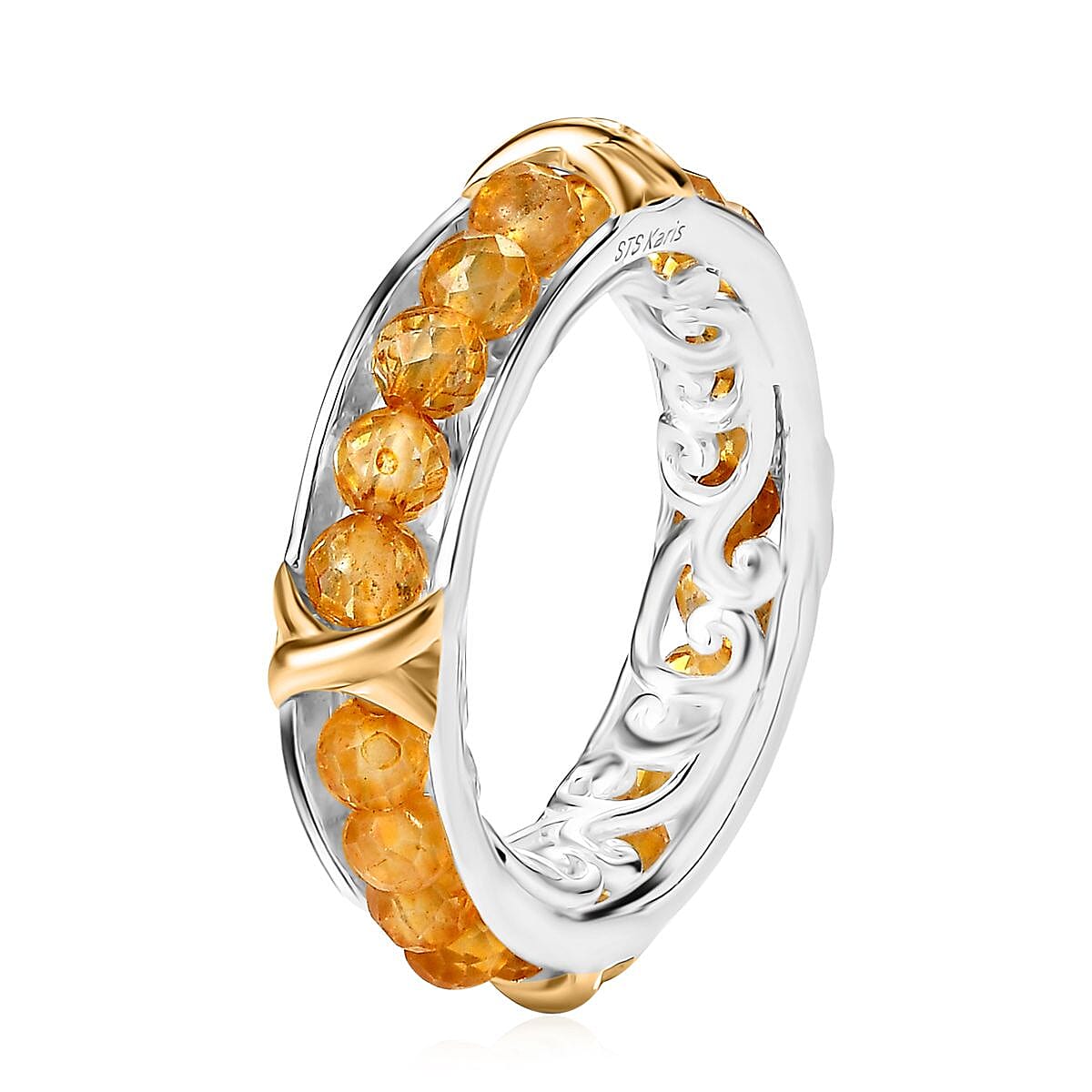 Karis Brazilian Citrine 4.25 ctw XOXO Band Ring in 18K YG Plated and Platinum Bond (Size 7.0) image number 3