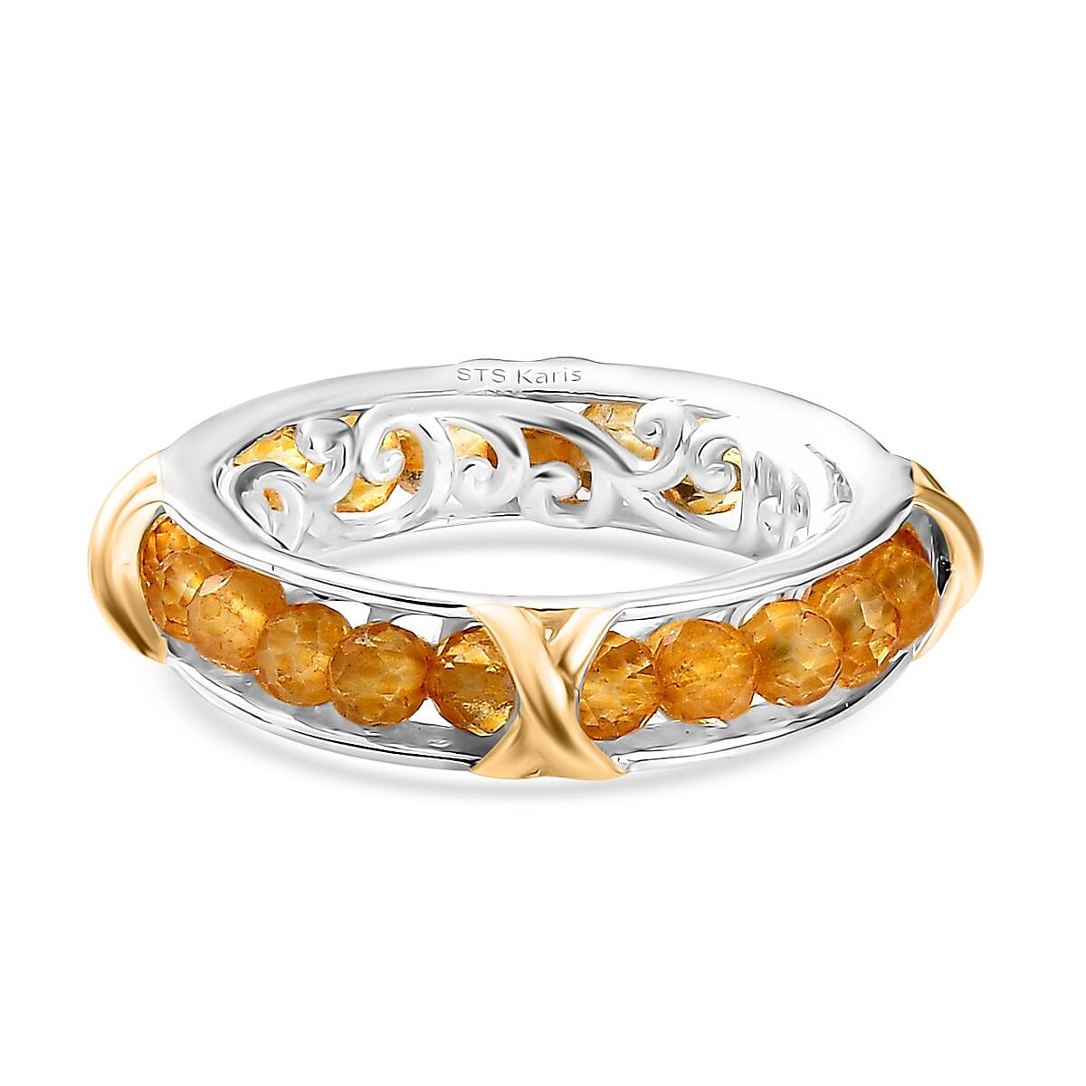 Karis Brazilian Citrine 4.25 ctw XOXO Band Ring in 18K YG Plated and Platinum Bond (Size 7.0) image number 4