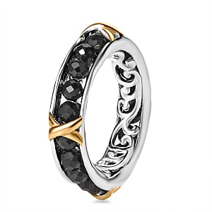 Karis Thai Black Spinel 5.90 ctw XOXO Band Ring in 18K YG Plated and Platinum Bond (Size 6.0)