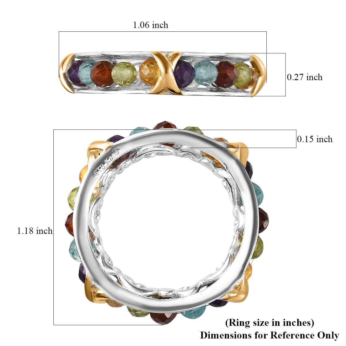 Karis Multi Gemstone 5.00 ctw XOXO Band Ring in 18K YG Plated and Platinum Bond (Size 7.0) image number 5