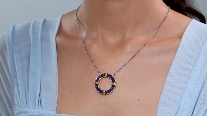 One Time Only Karis African Amethyst Necklace (18 Inches) in 18K YG Plated, Platinum Bond and Stainless Steel 6.25 ctw