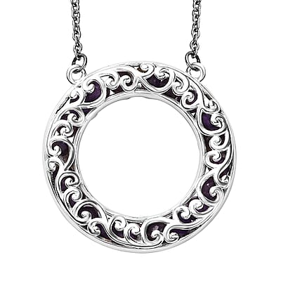 Karis African Amethyst 6.25 ctw XOXO Circle Necklace in 18K YG Plated, Platinum Bond and Stainless Steel 18 Inches