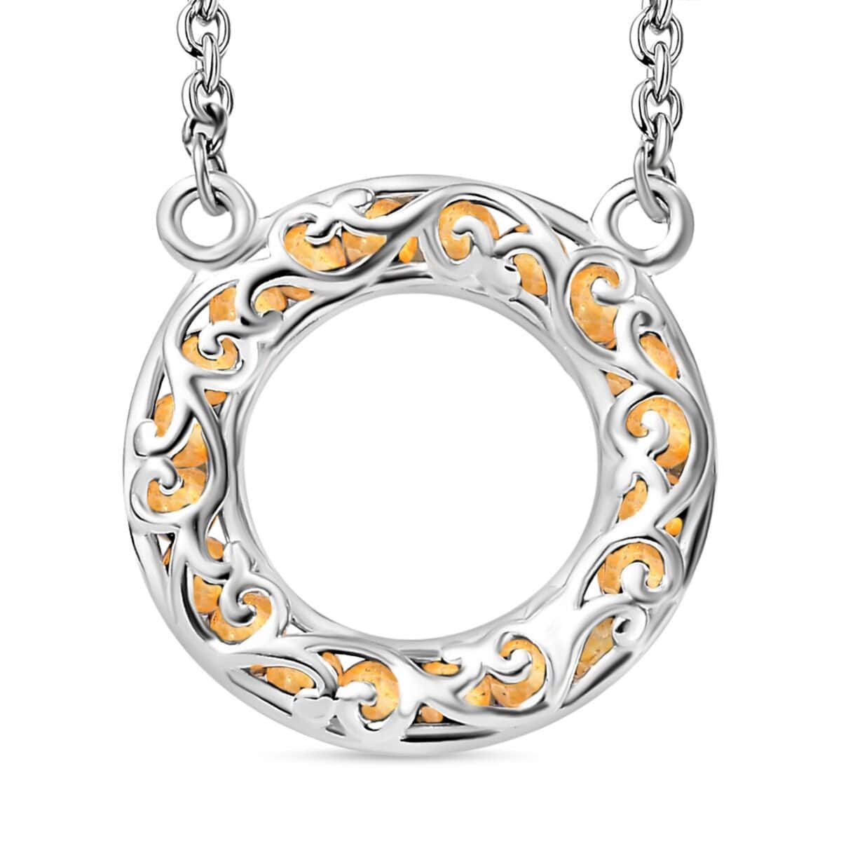 Karis Brazilian Citrine 6.65 ctw XOXO Circle Necklace in 18K YG Plated, Platinum Bond and Stainless Steel 18 Inches image number 4