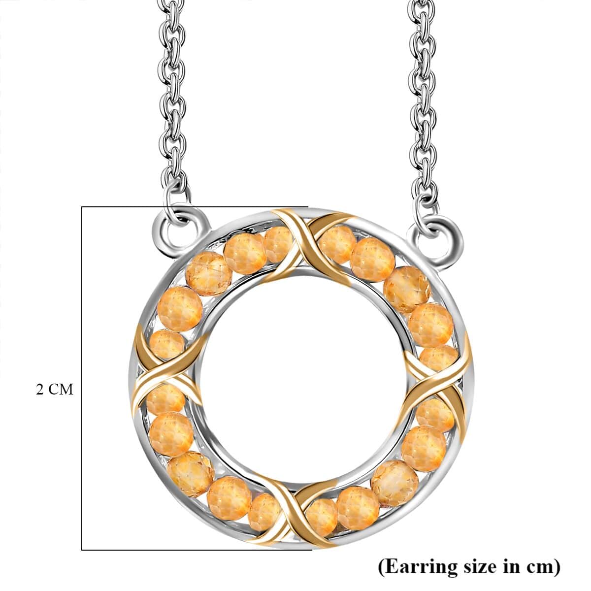 Karis Brazilian Citrine 6.65 ctw XOXO Circle Necklace in 18K YG Plated, Platinum Bond and Stainless Steel 18 Inches image number 6